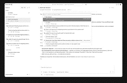 Screenshot showing the sessions picker Quick Pick with sessions grouped into recently opened and other sessions.