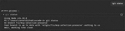 Screenshot showing running a terminal command from chat with the ! prefix.