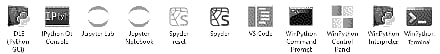 WinPython launcher icons: IDLE, IPython Qt Console, Jupyter Lab, Jupyter Notebook, Spyder, VS Code, WinPython Command Prompt, WinPython Control Panel, WinPython Interpreter, WinPython Terminal